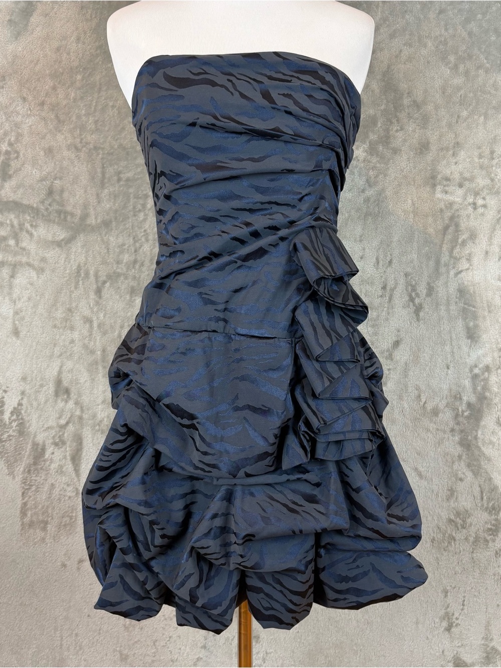 City Triangles Zebra Print Ruched Babydoll Prom Dress Juniors 9